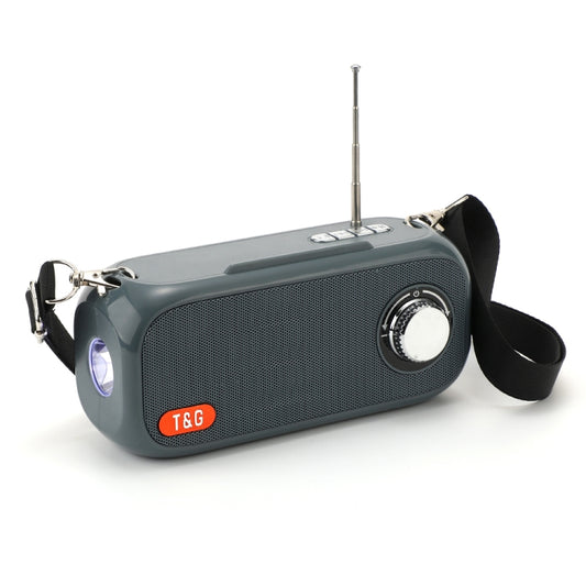 T&G TG613 TWS Solar Portable Bluetooth Speakers with LED Flashlight, Support TF Card / FM / AUX / U Disk(Gray) - Desktop Speaker by T&G | Online Shopping South Africa | PMC Jewellery | Buy Now Pay Later Mobicred