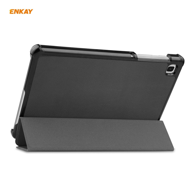 ENKAY PU Leather + Plastic Case with Three-folding Holder for Samsung Galaxy Tab A7 Lite T220 / T225(Black) - free shipping - PMC TechLife - Order now!