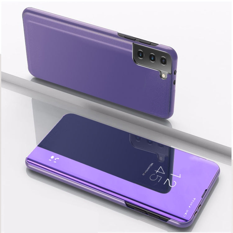 For Samsung Galaxy S21 FE Plated Mirror Horizontal Flip Leather Case with Holder(Purple Blue) - free shipping - PMC TechLife - Order now!
