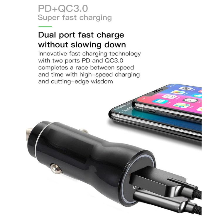 P21 Portable PD 20W + QC 3.0 18W Dual Ports Fast Car Charger(White) - Car Charger by PMC Jewellery | Online Shopping South Africa | PMC Jewellery