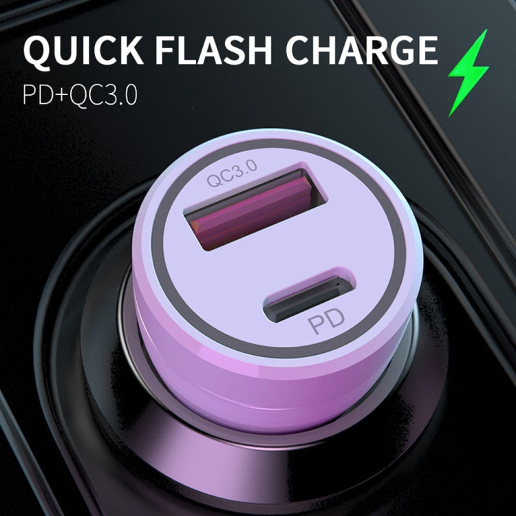 P21 Portable PD 20W + QC3.0 18W Dual Ports Fast Car Charger with USB to Type-C Cable Kit(White) - Car Charger by PMC Jewellery | Online Shopping South Africa | PMC Jewellery