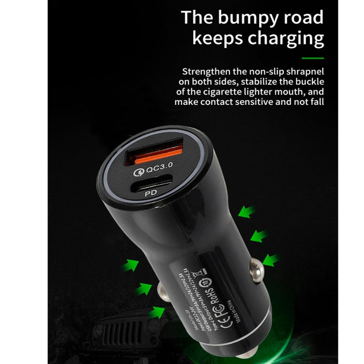 P21 PD 20W USB-C / Type-C + QC3.0 18W USB Fast Car Charger with USB-C / Type-C to 8 Pin Data Cable Set(White) - Car Charger by PMC TechLife | Online Shopping South Africa | PMC TechLife