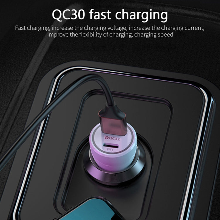 P21 PD 20W USB-C / Type-C + QC3.0 18W USB Fast Car Charger with USB-C / Type-C to 8 Pin Data Cable Set(White) - Car Charger by PMC Jewellery | Online Shopping South Africa | PMC Jewellery