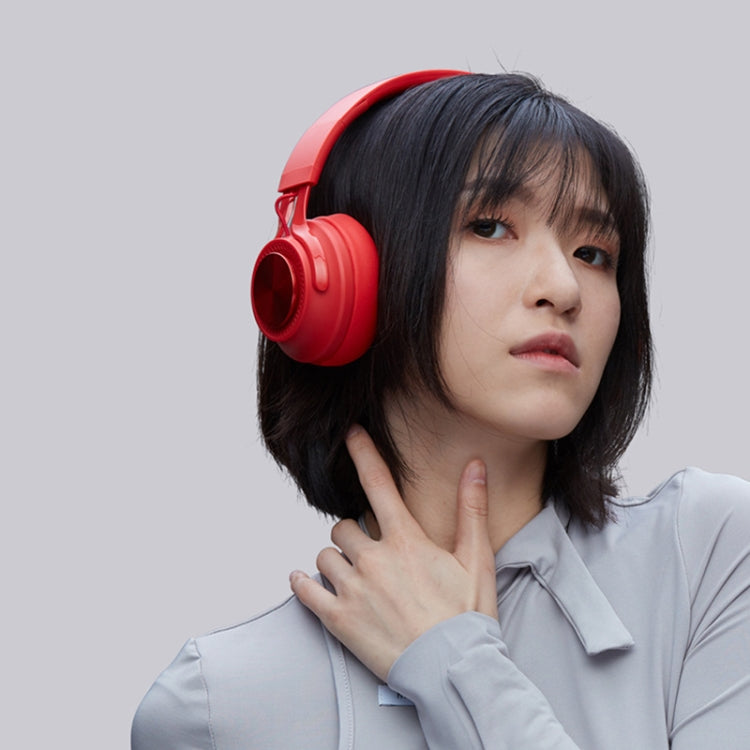P1 Wireless Bluetooth 5.0 Stereo Soft Leather Earmuffs Foldable Headset Built-in Mic for PC / Cell Phones(Red) - free shipping - PMC TechLife - Order now!