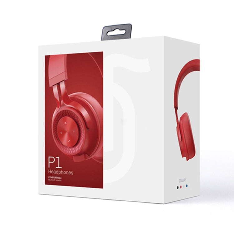 P1 Wireless Bluetooth 5.0 Stereo Soft Leather Earmuffs Foldable Headset Built-in Mic for PC / Cell Phones(Red) - free shipping - PMC TechLife - Order now!