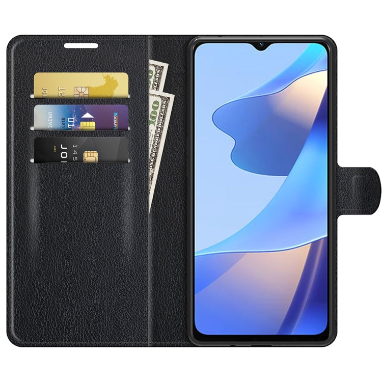 For OPPO A16 Litchi Texture Horizontal Flip Protective Case with Holder & Card Slots & Wallet(Black) - OPPO Cases by PMC TechLife | Online Shopping South Africa | PMC TechLife
