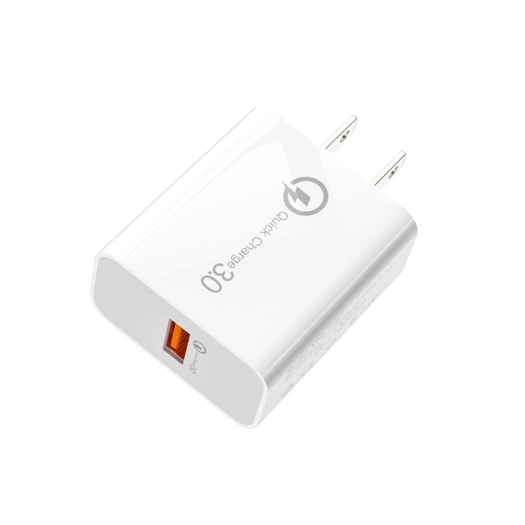 APD-2003 18W QC3.0 Single Port USB Charger with 1m USB to 8 Pin Data Cable(US Plug) - USB Charger by PMC Jewellery | Online Shopping South Africa | PMC Jewellery