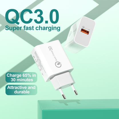 APD-2003 18W QC3.0 Single Port USB Charger with 1m USB to 8 Pin Data Cable(US Plug) - USB Charger by PMC Jewellery | Online Shopping South Africa | PMC Jewellery