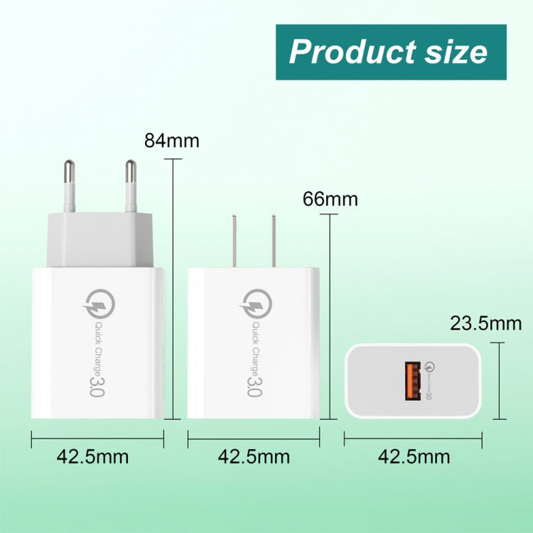 APD-2003 18W QC3.0 Single Port USB Charger with 1m USB to 8 Pin Data Cable(US Plug) - USB Charger by PMC Jewellery | Online Shopping South Africa | PMC Jewellery