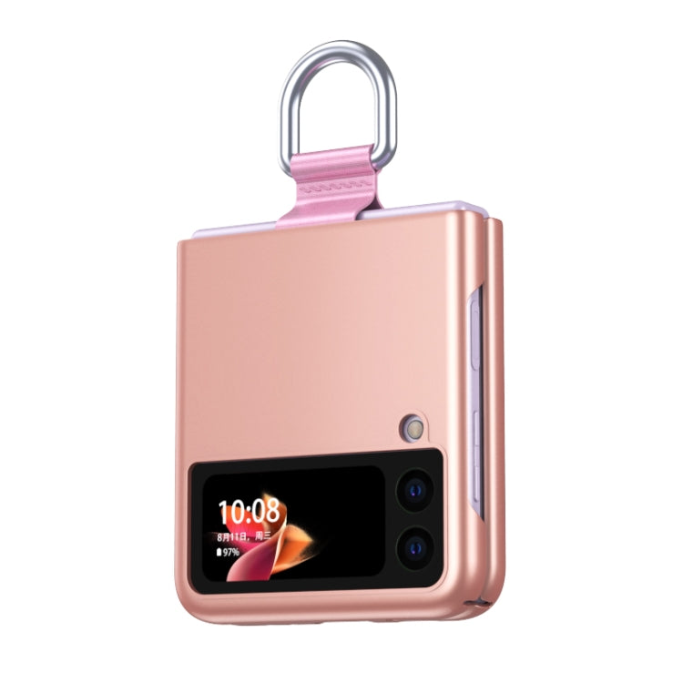 For Samsung Galaxy Z Flip3 5G Skin Feel Folding Phone Case with Drawstring Key Chain(Rose Gold) - Galaxy Phone Cases by PMC Jewellery | Online Shopping South Africa | PMC Jewellery