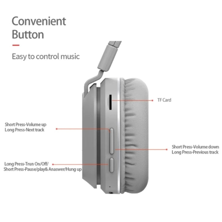 P2 Foldable Stereo Bluetooth Wireless Headset Built-in Mic for PC / Cell Phones(White) - Headset & Headphone by PMC Jewellery | Online Shopping South Africa | PMC Jewellery