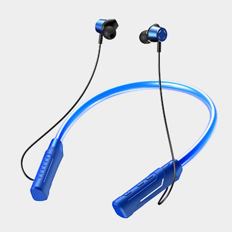 JG4 Flashing LED Neck-mounted Stereo Bluetooth Wireless Earphone(Blue) - Neck-mounted Earphone by PMC Jewellery | Online Shopping South Africa | PMC Jewellery