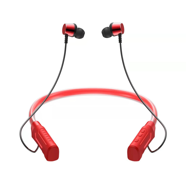 JG4 Flashing LED Neck-mounted Stereo Bluetooth Wireless Earphone(Red) - Neck-mounted Earphone by PMC Jewellery | Online Shopping South Africa | PMC Jewellery