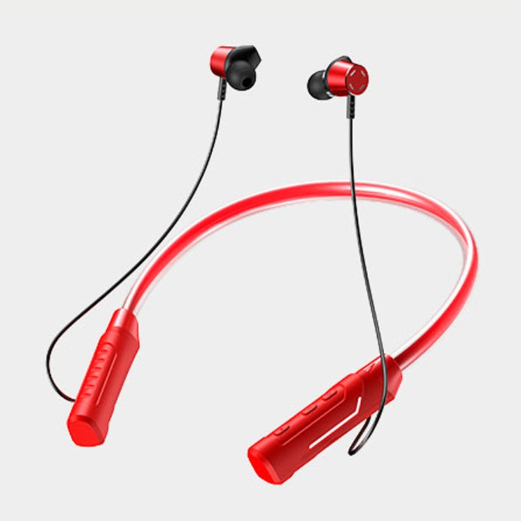 JG4 Flashing LED Neck-mounted Stereo Bluetooth Wireless Earphone(Red) - Neck-mounted Earphone by PMC TechLife | Online Shopping South Africa | PMC TechLife