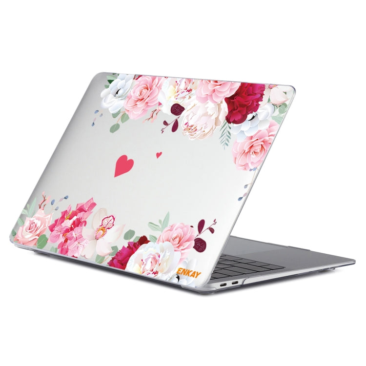 ENKAY Flower Series Pattern Laotop Protective Crystal Case For MacBook Pro 13.3 inch A1706 / A1708 / A1989 / A2159(Peony) - MacBook Pro Cases by ENKAY | Online Shopping South Africa | PMC Jewellery