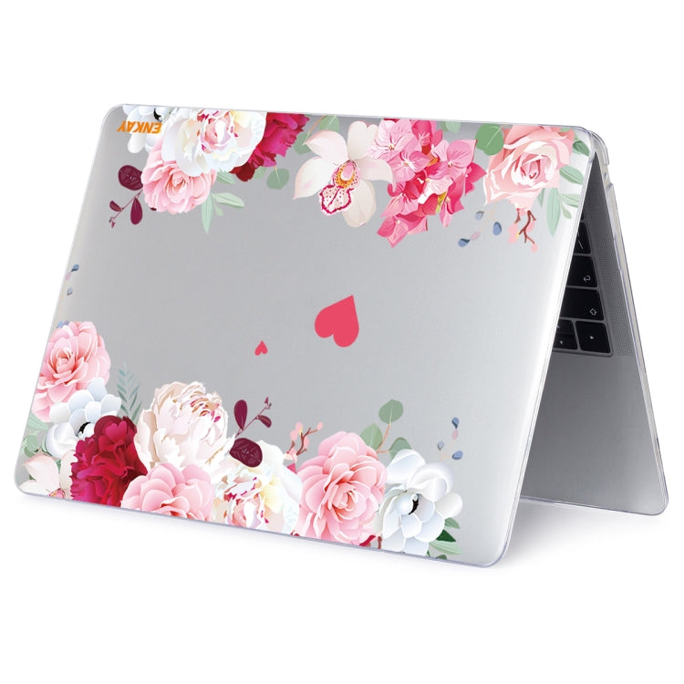 ENKAY Flower Series Pattern Laotop Protective Crystal Case For MacBook Pro 15.4 inch A1707 / A1990(Peony) - MacBook Pro Cases by ENKAY | Online Shopping South Africa | PMC Jewellery