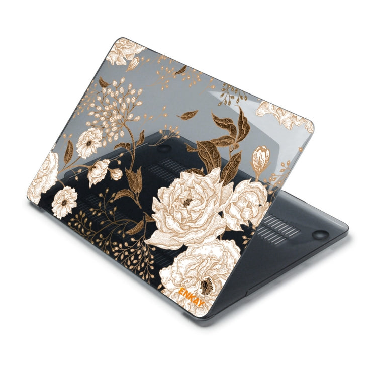 ENKAY Vintage Pattern Series Laotop Protective Crystal Case For MacBook Pro 13.3 inch A1706 / A1708 / A1989 / A2159(Golden Peony) - MacBook Pro Cases by ENKAY | Online Shopping South Africa | PMC Jewellery