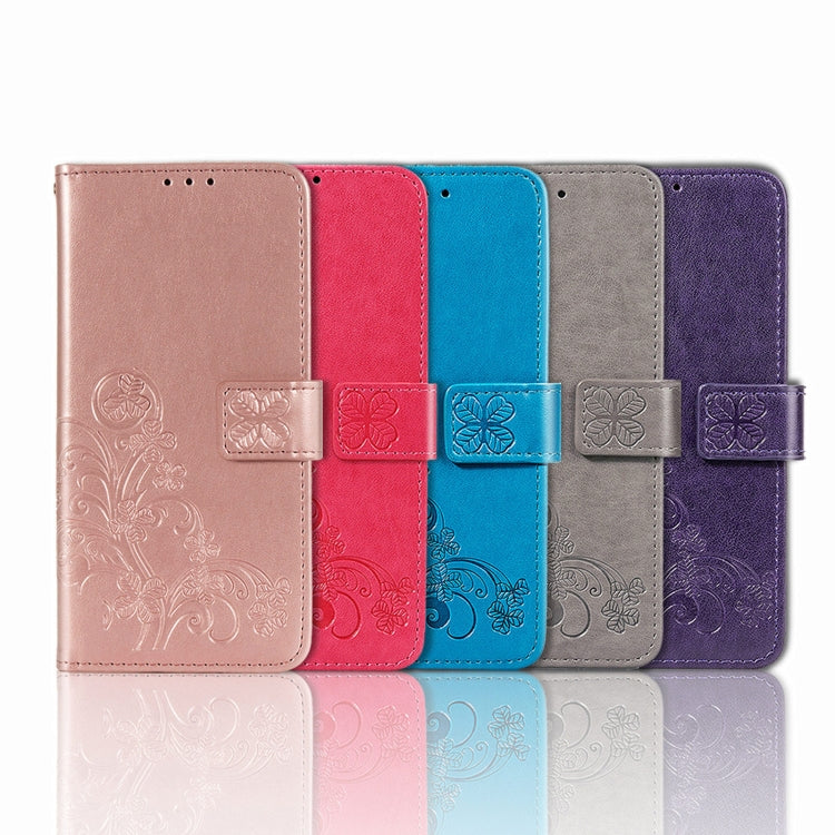 For Xiaomi Redmi 10C Four-leaf Clasp Embossed Buckle Leather Phone Case(Gray) - Xiaomi Cases by PMC TechLife | Online Shopping South Africa | PMC TechLife | Buy Now Pay Later Mobicred