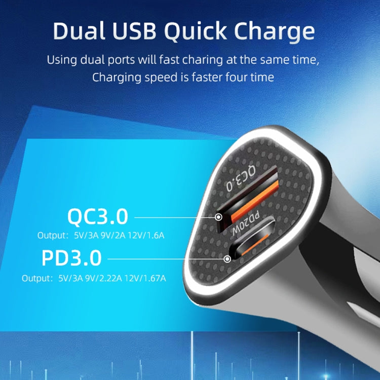 TE-P23 38W PD 20W USB-C / Type-C + QC3. 0 USB Triangle Car Charger + USB to Micro USB Data Cable, Length: 1m(Black) - Car Charger by PMC Jewellery | Online Shopping South Africa | PMC Jewellery