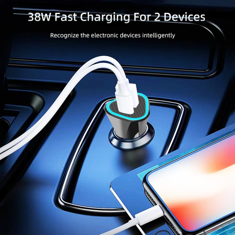 TE-P23 38W PD USB-C / Type-C + QC3. 0 USB Triangle Car Charger + USB-C / Type-C to 8 Pin Data Cable, Length: 1m(White) - Car Charger by PMC TechLife | Online Shopping South Africa | PMC TechLife