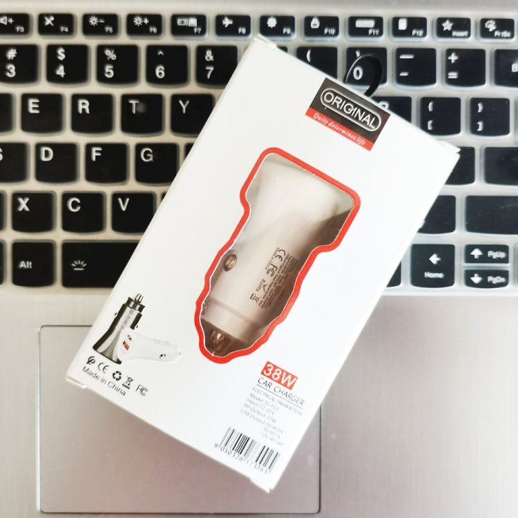 TE-P23 38W PD USB-C / Type-C + QC3. 0 USB Triangle Car Charger + USB-C / Type-C to 8 Pin Data Cable, Length: 1m(White) - Car Charger by PMC TechLife | Online Shopping South Africa | PMC TechLife