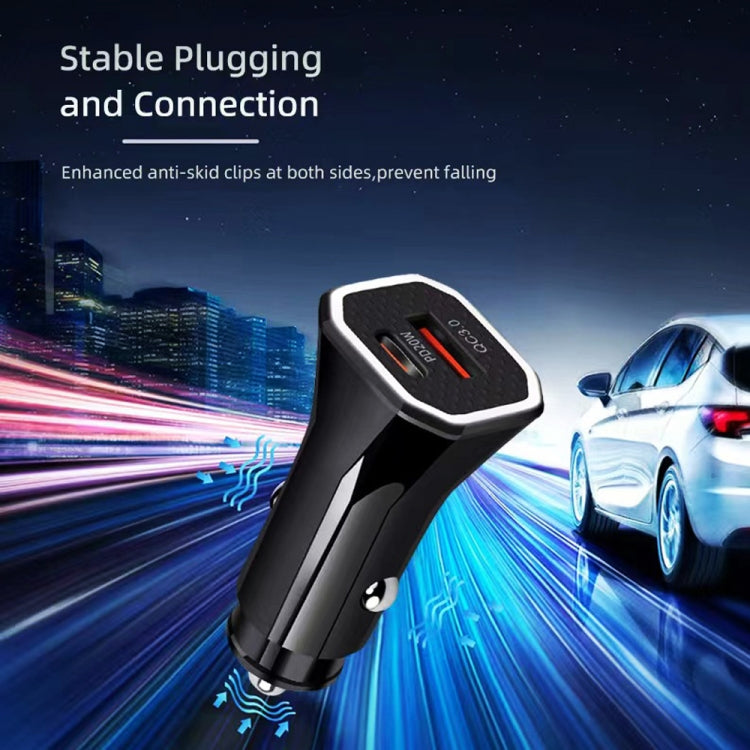 TE-P22 38W PD USB-C / Type-C + QC3. 0 USB Car Charger with 1m USB to 8 Pin Data Cable(White) - Car Charger by PMC TechLife | Online Shopping South Africa | PMC TechLife