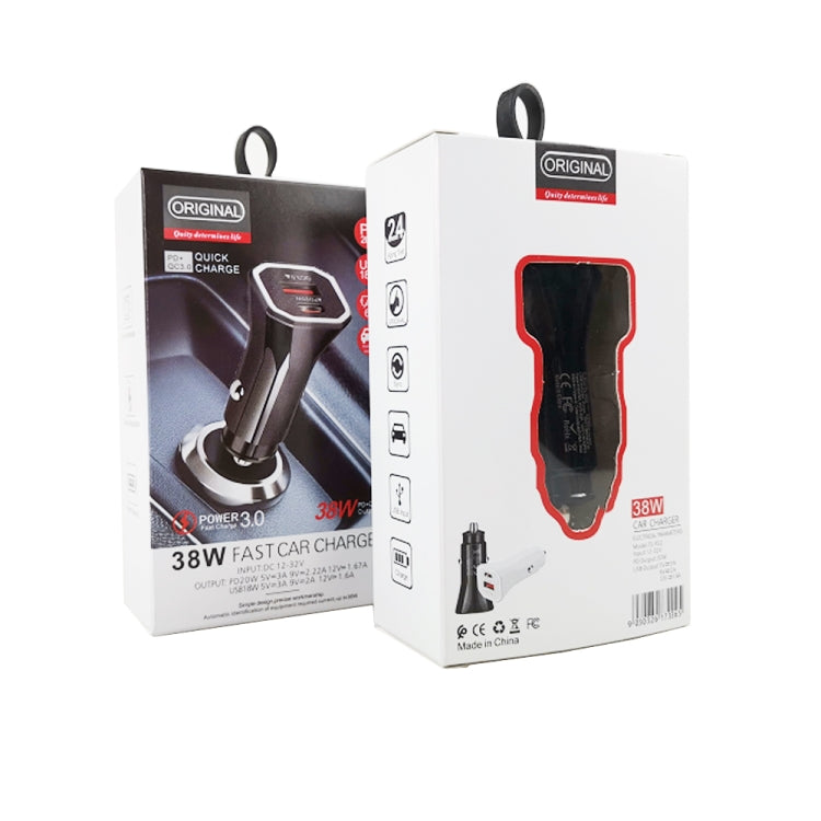 TE-P22 38W PD USB-C / Type-C + QC3. 0 USB Car Charger with 1m USB to USB-C / Type-C Data Cable(Black) - Car Charger by PMC TechLife | Online Shopping South Africa | PMC TechLife