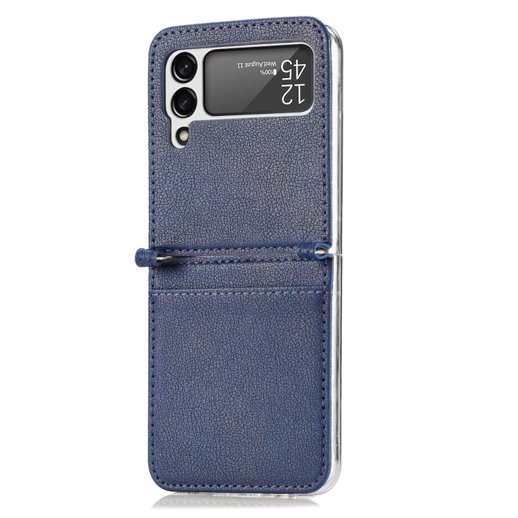 For Samsung Galaxy Z Flip 4 5G Folding Litchi Texture Card Wallet Phone Case(Blue) - Galaxy Phone Cases by PMC TechLife | Online Shopping South Africa | PMC TechLife | Buy Now Pay Later Mobicred