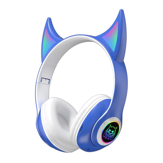 STN25 Devil Ear RGB Light Wireless Music Headset For Children with Mic(Blue) - Headset & Headphone by PMC Jewellery | Online Shopping South Africa | PMC Jewellery