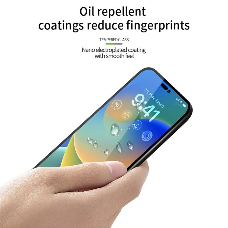For iPhone 14 Pro PINWUYO 9H 2.5D Full Screen Tempered Glass Film(Black) - iPhone 14 Pro Tempered Glass by PINWUYO | Online Shopping South Africa | PMC TechLife | Buy Now Pay Later Mobicred