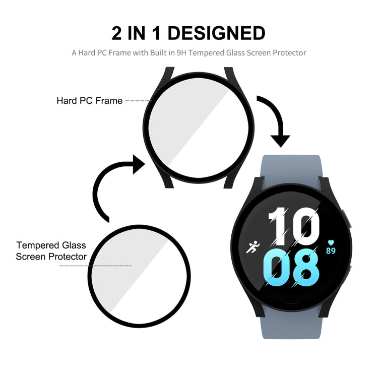 For Samsung Galaxy Watch5 40mm ENKAY Hat-Prince Full Coverage PC Frame + 9H Tempered Glass Case(Black) - Watch Cases by ENKAY | Online Shopping South Africa | PMC Jewellery | Buy Now Pay Later Mobicred