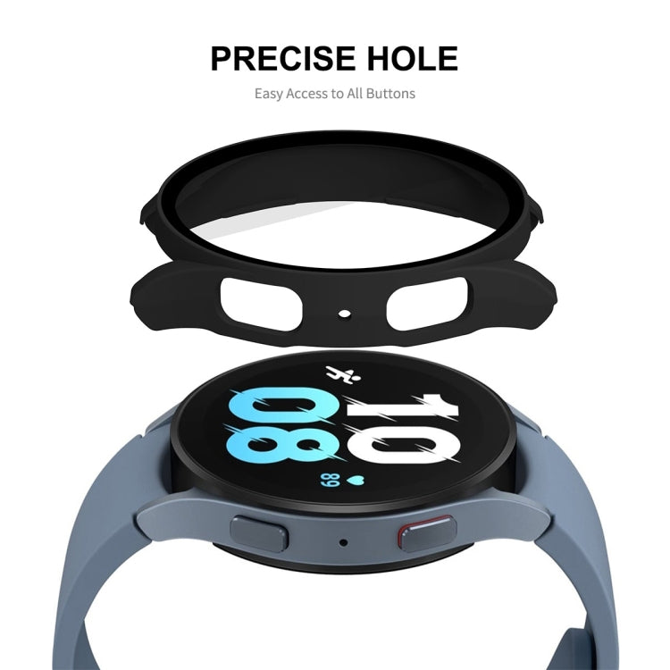 For Samsung Galaxy Watch5 44mm ENKAY Hat-Prince Full Coverage PC Frame + 9H Tempered Glass Case(White) - Watch Cases by ENKAY | Online Shopping South Africa | PMC Jewellery | Buy Now Pay Later Mobicred