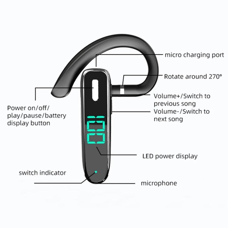 K50 Bluetooth-compatible 5.3 Business Ear-hook Earphone with Mic - Bluetooth Earphone by PMC Jewellery | Online Shopping South Africa | PMC Jewellery