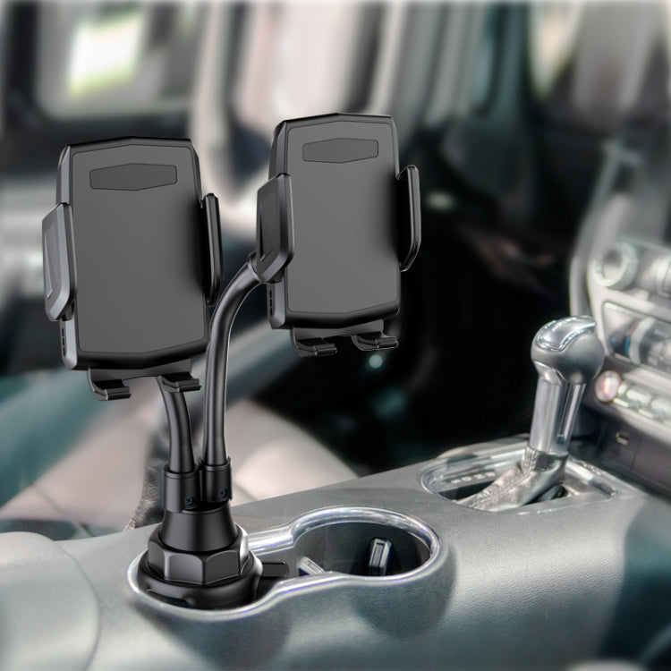 A080+X908 Car Cup Double Mobile Phone Holder Mount Adjustable Cradle Bracket - Car Holders by PMC Jewellery | Online Shopping South Africa | PMC Jewellery