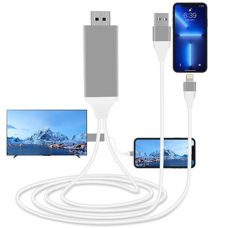 2m 1080P 8 Pin to HDMI Adapter Cable, Compatible with iPhone to HDMI Adapter(White) - Video & Audio Cable by PMC TechLife | Online Shopping South Africa | PMC TechLife