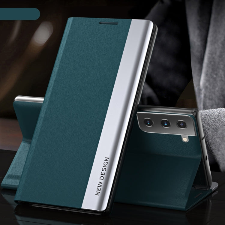 For Samsung Galaxy S23 5G Side Electroplated Adsorption Leather Phone Case(Green) - Galaxy S23 5G Cases by PMC TechLife | Online Shopping South Africa | PMC TechLife | Buy Now Pay Later Mobicred