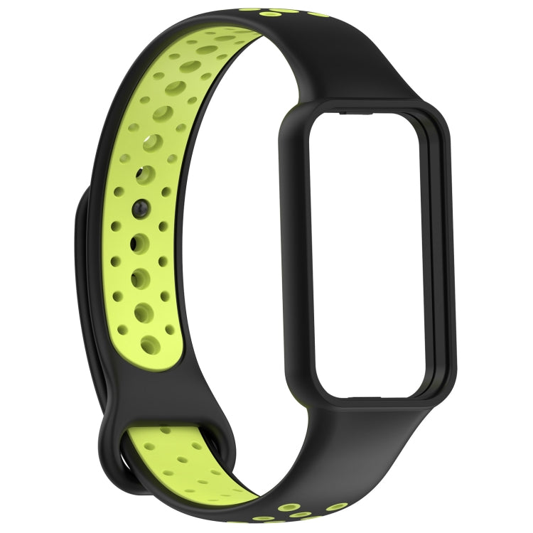 For Amazfit Band 7 Loop Two-Color Breathable Silicone Watch Band(Black+Lime) - free shipping - PMC TechLife - Order now!