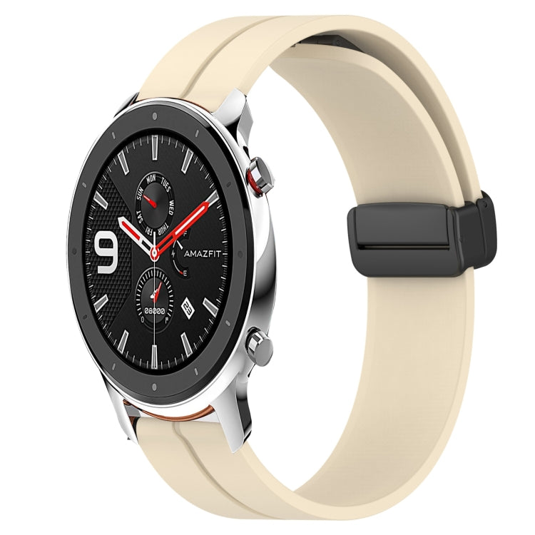 For Amazfit GTR 42mm 20mm Solid Color Magnetic Clasp Silicone Watch Band(Beige) - free shipping - PMC TechLife - Order now!
