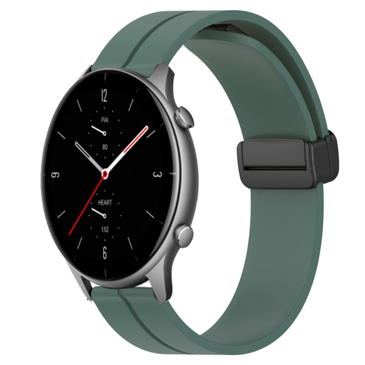 For Amazfit GTR 2e 22mm Solid Color Magnetic Clasp Silicone Watch Band(Olive Green) - free shipping - PMC TechLife - Order now!