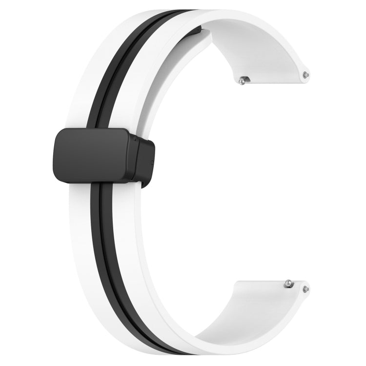For Huawei Watch GT Runner 22mm Folding Magnetic Clasp Silicone Watch Band(White+Black) - free shipping - PMC TechLife - Order now!