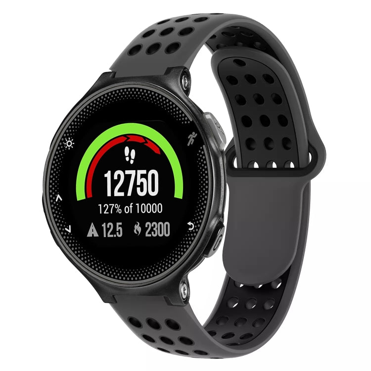 For Garmin Forerunner 235 Two-Color Punched Breathable Silicone Watch Band(Grey+Black) - free shipping - PMC TechLife - Order now!
