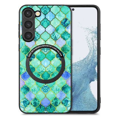 For Samsung Galaxy S23 5G Colored Drawing Leather Back Cover Magsafe Phone Case(Emerald) - Galaxy S23 5G Cases by PMC Jewellery | Online Shopping South Africa | PMC Jewellery