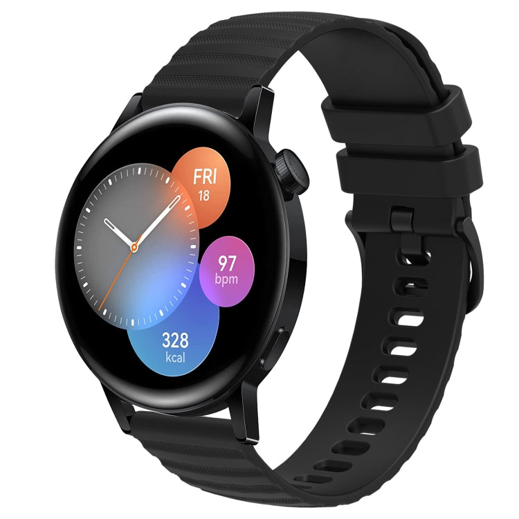 For Huawei Watch GT3 42mm 20mm Wavy Dot Pattern Solid Color Silicone Watch Band(Black) - free shipping - PMC TechLife - Order now!