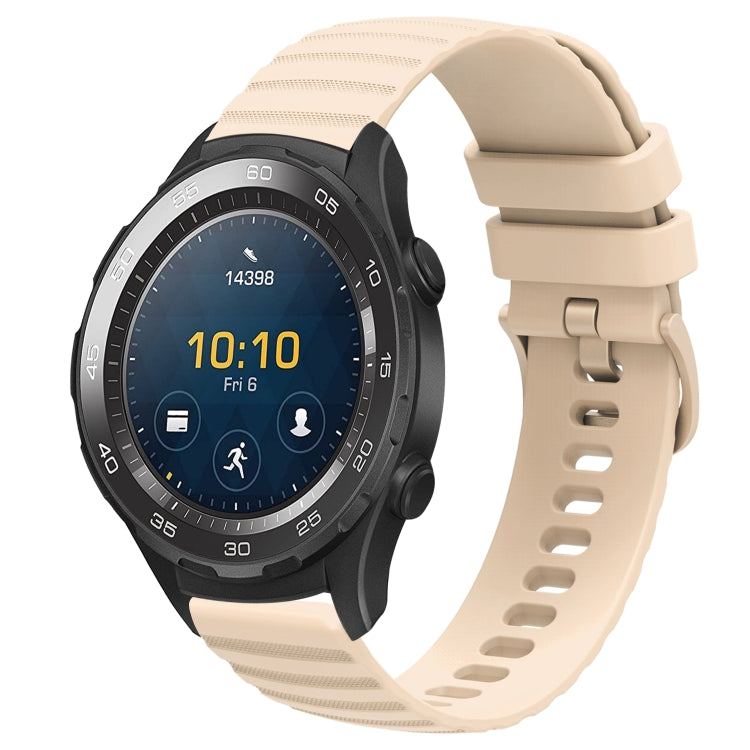 For Huawei Watch 2 20mm Wavy Dot Pattern Solid Color Silicone Watch Band(Beige) - free shipping - PMC TechLife - Order now!