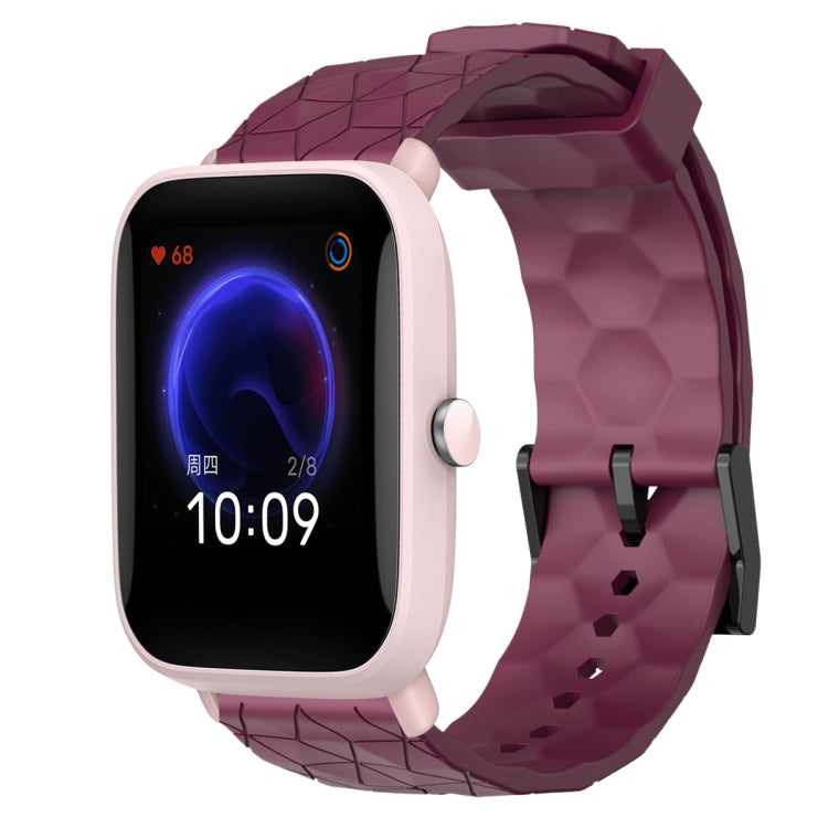 For Amazfit Pop Pro 20mm Football Pattern Solid Color Silicone Watch Band(Wine Red) - free shipping - PMC TechLife - Order now!