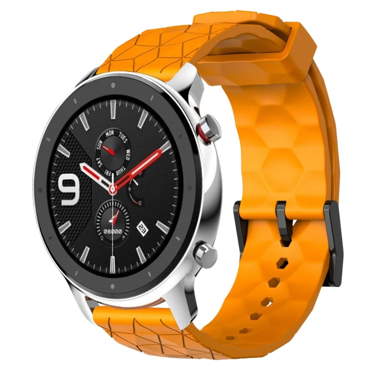For Amazfit GTR 4 22mm Football Pattern Solid Color Silicone Watch Band(Yellow) - free shipping - PMC TechLife - Order now!