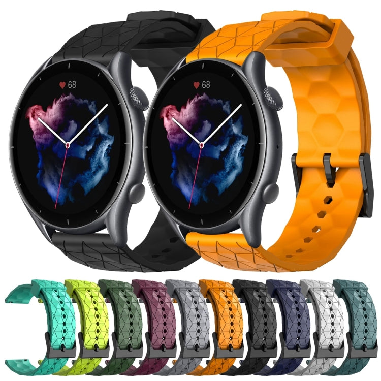 For Amazfit GTR 3 Pro 22mm Football Pattern Solid Color Silicone Watch Band(Yellow) - free shipping - PMC TechLife - Order now!