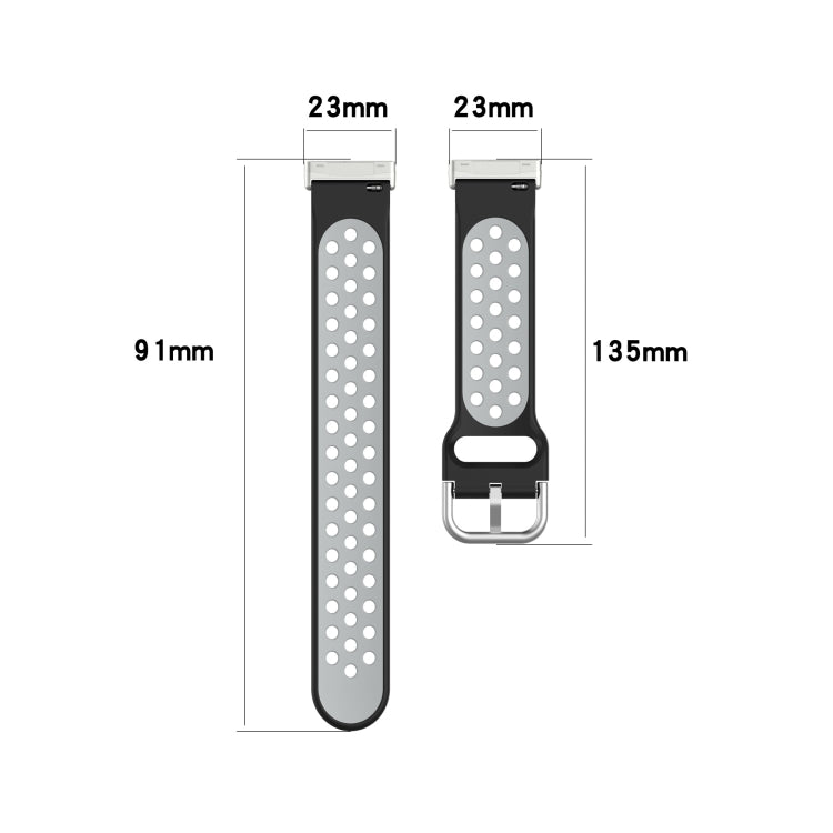 For Fitbit Versa 4 Two-Color Perforated Breathable Silicone Watch Band(Black+Rose Red) - free shipping - PMC TechLife - Order now!