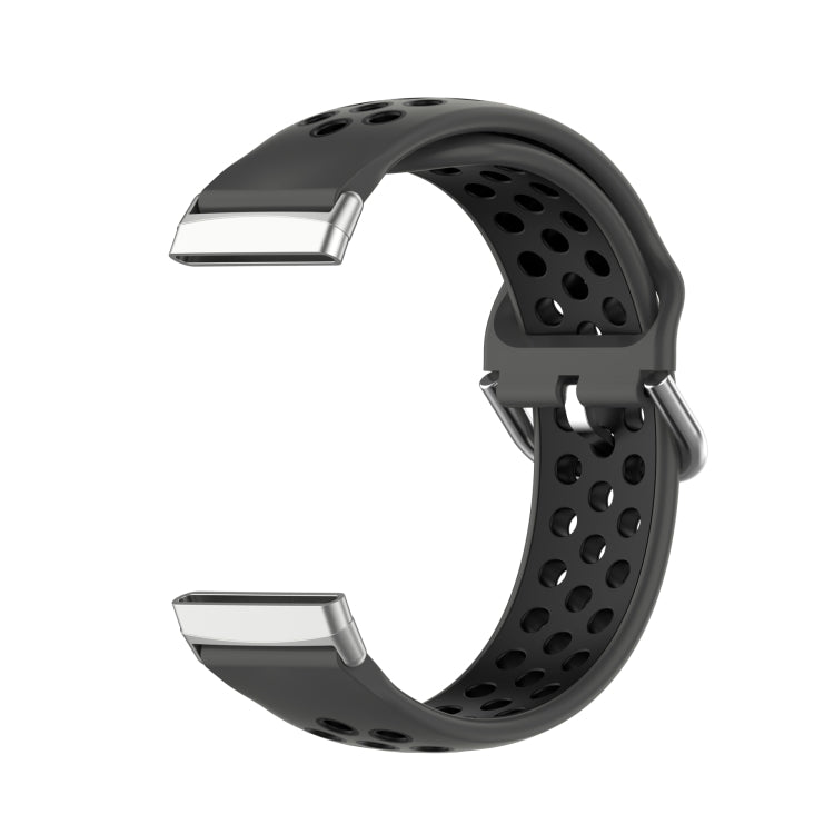For Fitbit Sense Two-Color Perforated Breathable Silicone Watch Band(Black+Black) - free shipping - PMC TechLife - Order now!
