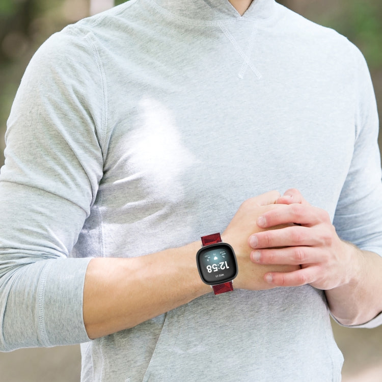 For Fitbit Sense Nylon Weave Canvas Watch Band(Pink) - free shipping - PMC TechLife - Order now!